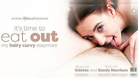 Odette C. - Curvy Stepmom Odette Gets Her Hairy Pussy And Big Ass Licked By Her Stepdaughter Sandy Morrison